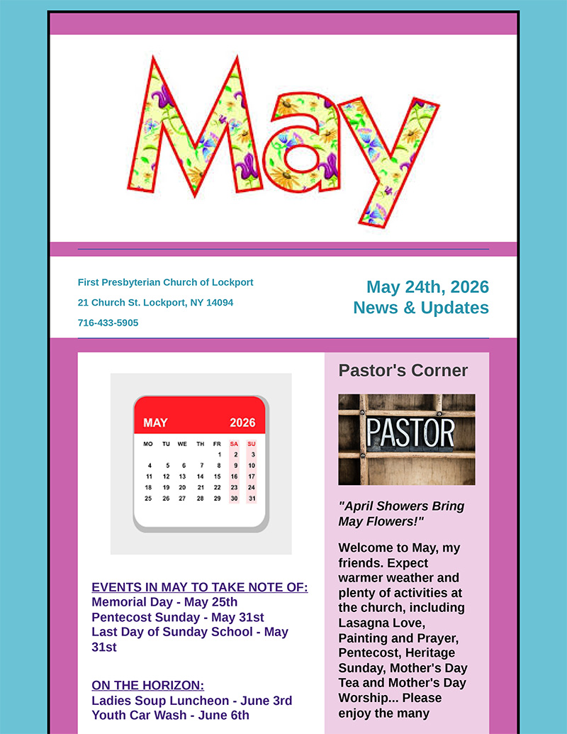 Events at First Presbyterian Church
